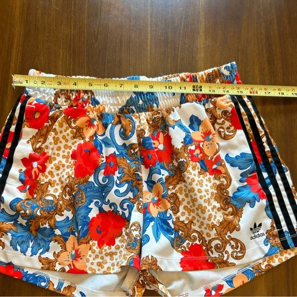adidas Women's Athletic Shorts - Red, Blue, Brown Floral - Picture 9 of 10